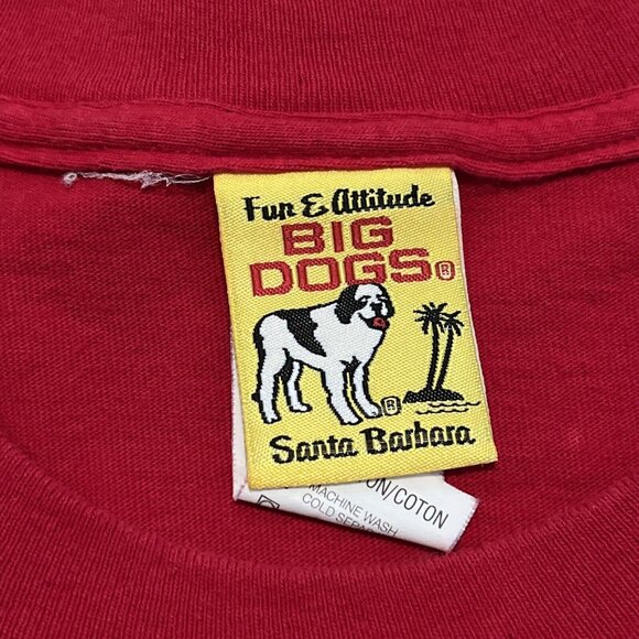 VTG Men's Big Dogs Santa Paws Logo T Shirt SZ 2XL Red Christmas 90s Cotton - Picture 6 of 9